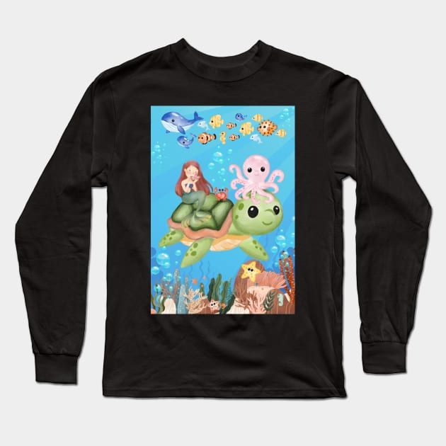 A Day in the Ocean Long Sleeve T-Shirt by DaffodilArts